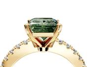 Solitaire Engagement Ring Setting for Fancy Green Princess Cut Center with Single Row Accent Band and Prong Head in Yellow Gold