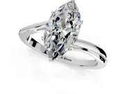Solitaire Engagement Ring Setting for Marquise Center with Plain Bypass Twist Band and Prong Head in Sterling Silver