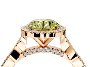 Halo Engagement Ring Setting for Fancy Yellow Round Cut Center with Twist Band and Prong Head in Rose Gold