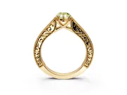 Solitaire Engagement Ring Setting for Fancy Yellow Pear-Shaped Center with Engraved Pave Band and Prong Head in Yellow Gold