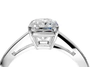 Solitaire Engagement Ring Setting for Radiant Cut Center with Open Cathedral Shoulders and Prong Head in Sterling Silver