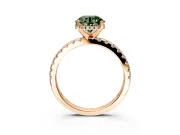 Solitaire Engagement Ring Setting for Fancy Green Round Cut Center with Band of Accents and Prong Head in Rose Gold