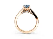 Solitaire Engagement Ring Setting for Fancy Blue Oval Center with Crossover Accents and Prong Head in Rose Gold