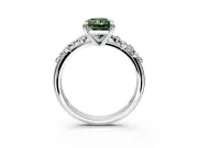 Solitaire Engagement Ring Setting for Fancy Green Radiant Cut Center with Trailing Leaf Accent Band and Prong Head in Platinum