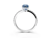 Solitaire Engagement Ring Setting for Fancy Blue Radiant Cut Center with Large Accent Band and Prong Head in Platinum