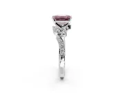 Solitaire Engagement Ring Setting for Fancy Pink Emerald Cut Center with Marquise Accent Twist Band and Prong Head in White Gold