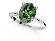 Minimalist Solitaire Engagement Ring Setting for Fancy Green Oval Center with Thin Band and Prong Head in Platinum