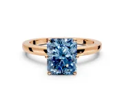 Solitaire Engagement Ring Setting for Fancy Blue Radiant Cut Center with Plain Band and Tulip Prong Head in Rose Gold