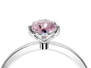 Solitaire Engagement Ring Setting for Fancy Pink Pear-Shaped Center with Thin Rounded Plain Band and Prong Head in Sterling Silver