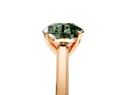 Solitaire Engagement Ring Setting for Fancy Green Round Cut Center with Flat-Sided Plain Band and Prong Head in Rose Gold