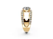 Solitaire Engagement Ring Setting for Round Cut Center with Wide-Open Split Shank and Prong Head in Yellow Gold