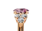 Cluster Engagement Ring Setting for Fancy Pink Oval Center with Round Cut Accent Frame and Prong Head in Rose Gold
