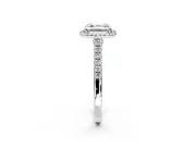 Halo Engagement Ring Setting for Asscher Cut Center with Narrowing Pave Band and Prong Head in Sterling Silver
