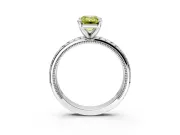 Solitaire Engagement Ring Setting for Fancy Yellow Emerald Cut Center with Milgrain X Pattern Band and Prong Head in Sterling Silver