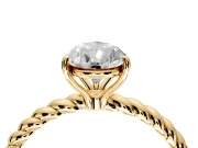 Solitaire Engagement Ring Setting for Pear-Shaped Center with Plain Twisted Rope Band and Prong Head in Yellow Gold