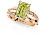 Solitaire Engagement Ring Setting for Fancy Yellow Emerald Cut Center with Pave and Plain Crossover Band and Prong Head in Rose Gold