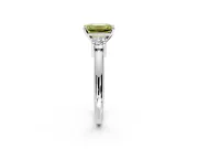 3 Stone Engagement Ring Setting for Fancy Yellow Emerald Cut Center with Wide Plain Band and Prong Head in Platinum