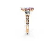 Channel-Set Engagement Ring Setting for Fancy Pink Marquise Center with Baguette Band and Prong Head in Rose Gold