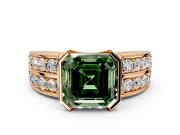 Bezel Engagement Ring Setting for Fancy Green Asscher Cut Center with Wide Channel-Set Band and Bezel Head in Rose Gold