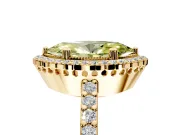 Halo Engagement Ring Setting for Fancy Yellow Marquise Center with Inner Milgrain Border and Prong Head in Yellow Gold