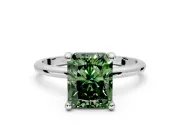 Minimalist Solitaire Engagement Ring Setting for Fancy Green Radiant Cut Center with Thin Band and Prong Head in Platinum