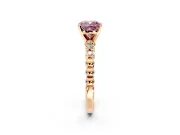 Solitaire Engagement Ring Setting for Fancy Pink Cushion Cut Center with Bezel-Dot Beaded Band and Prong Head in Rose Gold