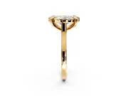 Single Halo Engagement Ring Setting for Oval Center with Corner Claws, Plain Band and Prong Head in Yellow Gold