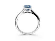 Solitaire Engagement Ring Setting for Fancy Blue Radiant Cut Center with Narrow Cathedral Band and Prong Head in White Gold