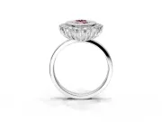 Halo Engagement Ring Setting for Fancy Pink Marquise Center with Milgrain Bezel Rim, Plain Band and Prong Head in Platinum