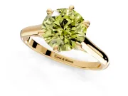 Solitaire Engagement Ring Setting for Fancy Yellow Round Cut Center with Cathedral Band and Prong Head in Yellow Gold