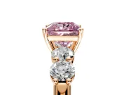5 Stone Engagement Ring Setting for Fancy Pink Princess Cut Center with Graduated Accents and Prong Head in Rose Gold