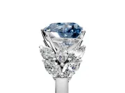 Leaf Cluster Engagement Ring Setting for Fancy Blue Heart-Shaped Center with Marquise Accents and Prong Head in Sterling Silver