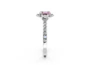 Floral Engagement Ring Setting for Fancy Pink Asscher Cut Center with Pave Band and Floral Prong Head in White Gold
