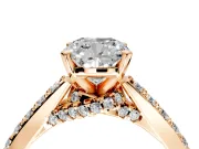 Solitaire Engagement Ring Setting for Cushion Cut Center with Crossover Accents and Prong Head in Rose Gold