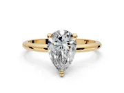 Minimalist Solitaire Engagement Ring Setting for Pear-Shaped Center with Thin Band and Prong Head in Yellow Gold