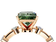 Solitaire Engagement Ring Setting for Fancy Green Princess Cut Center with Bezel Station Band and Prong Head in Rose Gold