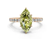 Solitaire Engagement Ring Setting for Fancy Yellow Marquise Center with Large Accent Band and Prong Head in Rose Gold