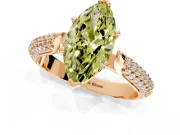 Solitaire Engagement Ring Setting for Fancy Yellow Marquise Center with Multi-Row Accents and Prong Head in Rose Gold