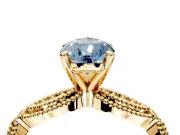 Solitaire Engagement Ring Setting for Fancy Blue Pear-Shaped Center with Marquise Panel Band and Prong Head in Yellow Gold