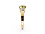 3 Stone Engagement Ring Setting for Fancy Yellow Round Cut Center with Matching Side Accents and Prong Head in Yellow Gold