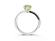 Solitaire Engagement Ring Setting for Fancy Yellow Cushion Cut Center with Large Accent Band and Prong Head in Platinum