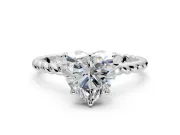 Solitaire Engagement Ring Setting for Heart-Shaped Center with Plain Twisted Rope Band and Prong Head in White Gold