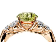 Cluster Engagement Ring Setting for Fancy Yellow Round Cut Center with Round Cut Accent Frame and Prong Head in Rose Gold