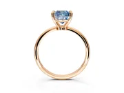 Minimalist Solitaire Engagement Ring Setting for Fancy Blue Cushion Cut Center with Thin Band and Prong Head in Rose Gold