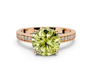 Solitaire Engagement Ring Setting for Fancy Yellow Round Cut Center with Channel-Set Accent Band and Prong Head in Rose Gold