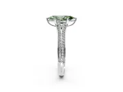 Solitaire Engagement Ring Setting for Fancy Green Marquise Center with Pave Rail Split Shank and Prong Head in Platinum
