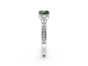 Cluster Engagement Ring Setting for Fancy Green Cushion Cut Center with Bezel Accent Clusters and Prong Head in White Gold