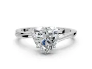 Solitaire Engagement Ring Setting for Heart-Shaped Center with Plain Bypass Twist Band and Prong Head in Sterling Silver