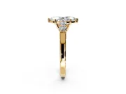 5 Stone Engagement Ring Setting for Marquise Center with Equal Close-Set Accents and Prong Head in Yellow Gold