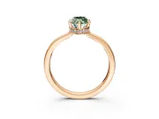 Hidden Halo Engagement Ring Setting for Fancy Green Marquise Center with Wide Flat Plain Band and Prong Head in Rose Gold